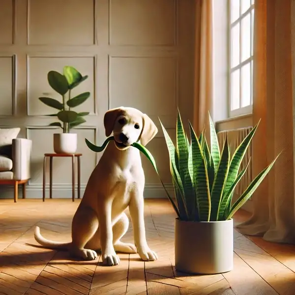 a dog eating a snake plant what to do