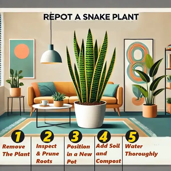 all steps repot a snake plant