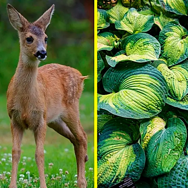 deer and hosta plant
