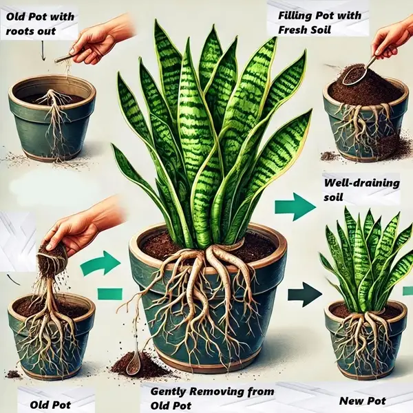 repotting a snake plant guide